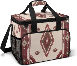 Southwestern Native American Aztec Ethnic Navajo Indian Pattern Cooler Bag, Collapsible Soft Sided Cooler, Large Leakproof Camping Cooler, Portable Travel Cooler for Camping, Road Trips