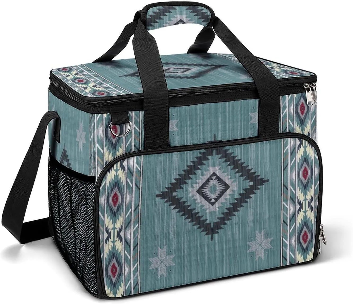 Southwestern Native American Aztec Ethnic Navajo Indian Tribal Cooler Bag, Collapsible Soft Sided Cooler, Large Leakproof Camping Cooler, Portable Travel Cooler for Camping, Road Trips