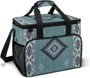 Southwestern Native American Aztec Ethnic Navajo Indian Tribal Cooler Bag, Collapsible Soft Sided Cooler, Large Leakproof Camping Cooler, Portable Travel Cooler for Camping, Road Trips