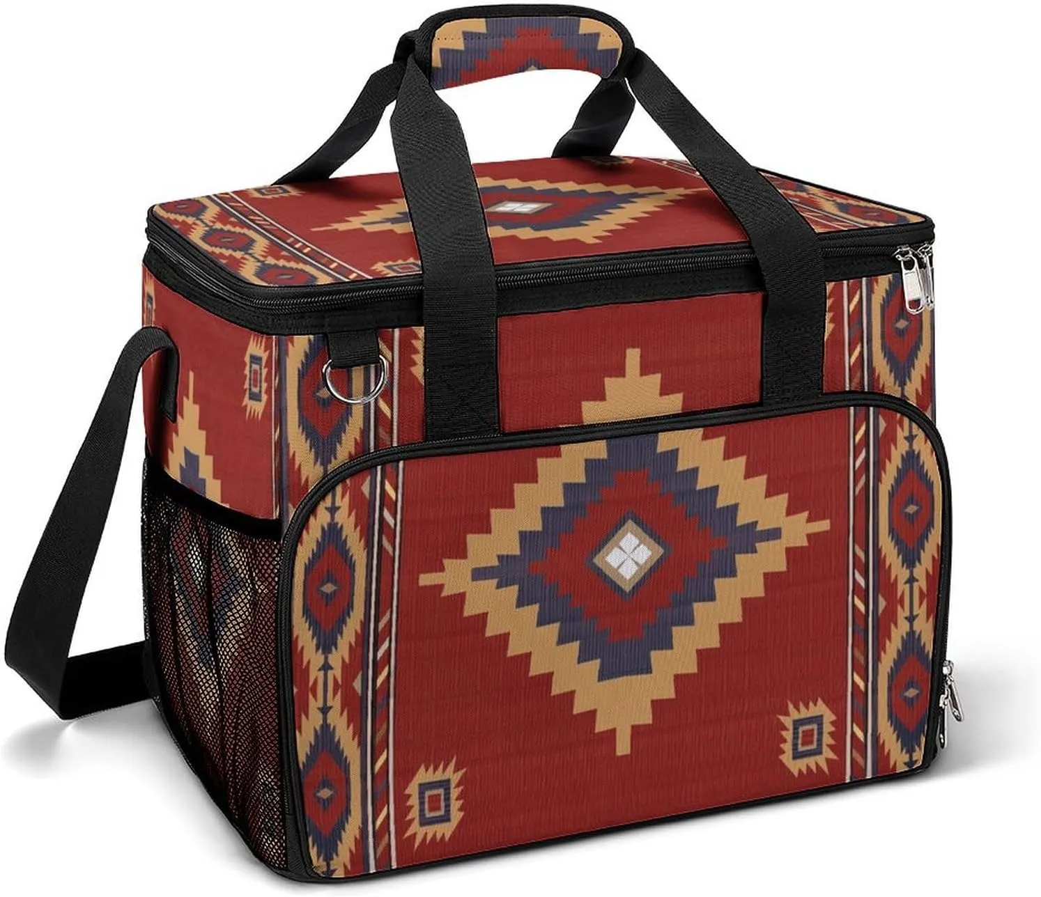 Southwestern Native American Aztec Ethnic Navajo Indian Tribal Cooler Bag, Collapsible Soft Sided Cooler, Large Leakproof Camping Cooler, Portable Travel Cooler for Camping, Road Trips