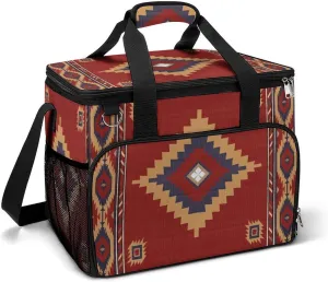 Southwestern Native American Aztec Ethnic Navajo Indian Tribal Cooler Bag, Collapsible Soft Sided Cooler, Large Leakproof Camping Cooler, Portable Travel Cooler for Camping, Road Trips