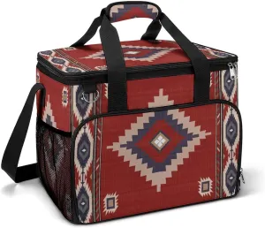 Southwestern Native American Aztec Ethnic Navajo Indian Tribal Cooler Bag, Collapsible Soft Sided Cooler, Large Leakproof Camping Cooler, Portable Travel Cooler for Camping, Road Trips
