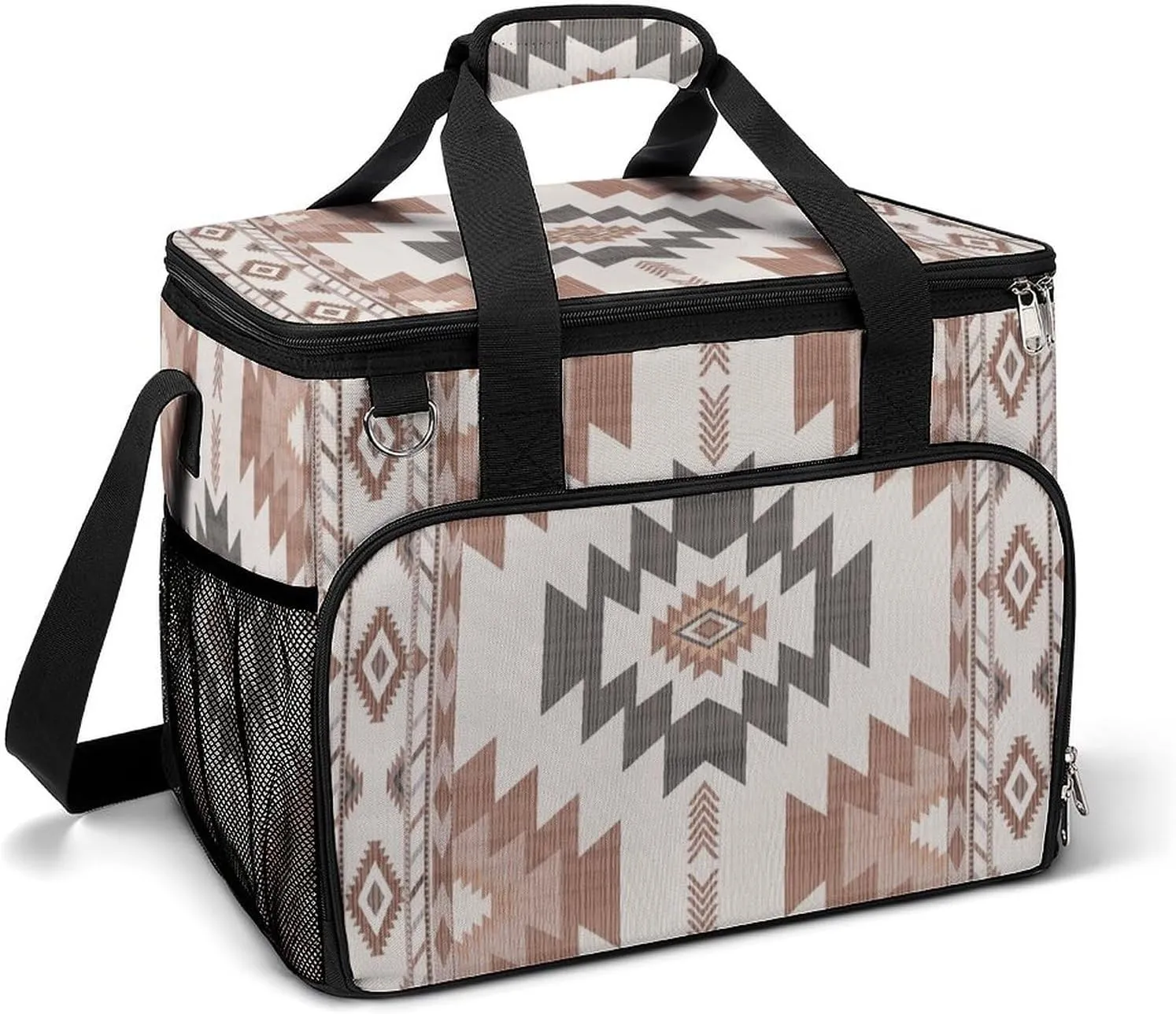Southwestern Native American Aztec Ethnic Navajo Indian Tribal Cooler Bag, Collapsible Soft Sided Cooler, Large Leakproof Camping Cooler, Portable Travel Cooler for Camping, Road Trips