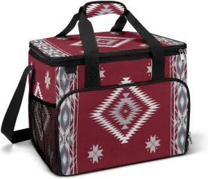 Southwestern Native American Aztec Navajo Indian Cooler Bag, Collapsible Soft Sided Cooler, Large Leakproof Camping Cooler, Portable Travel Cooler for Camping, Road Trips