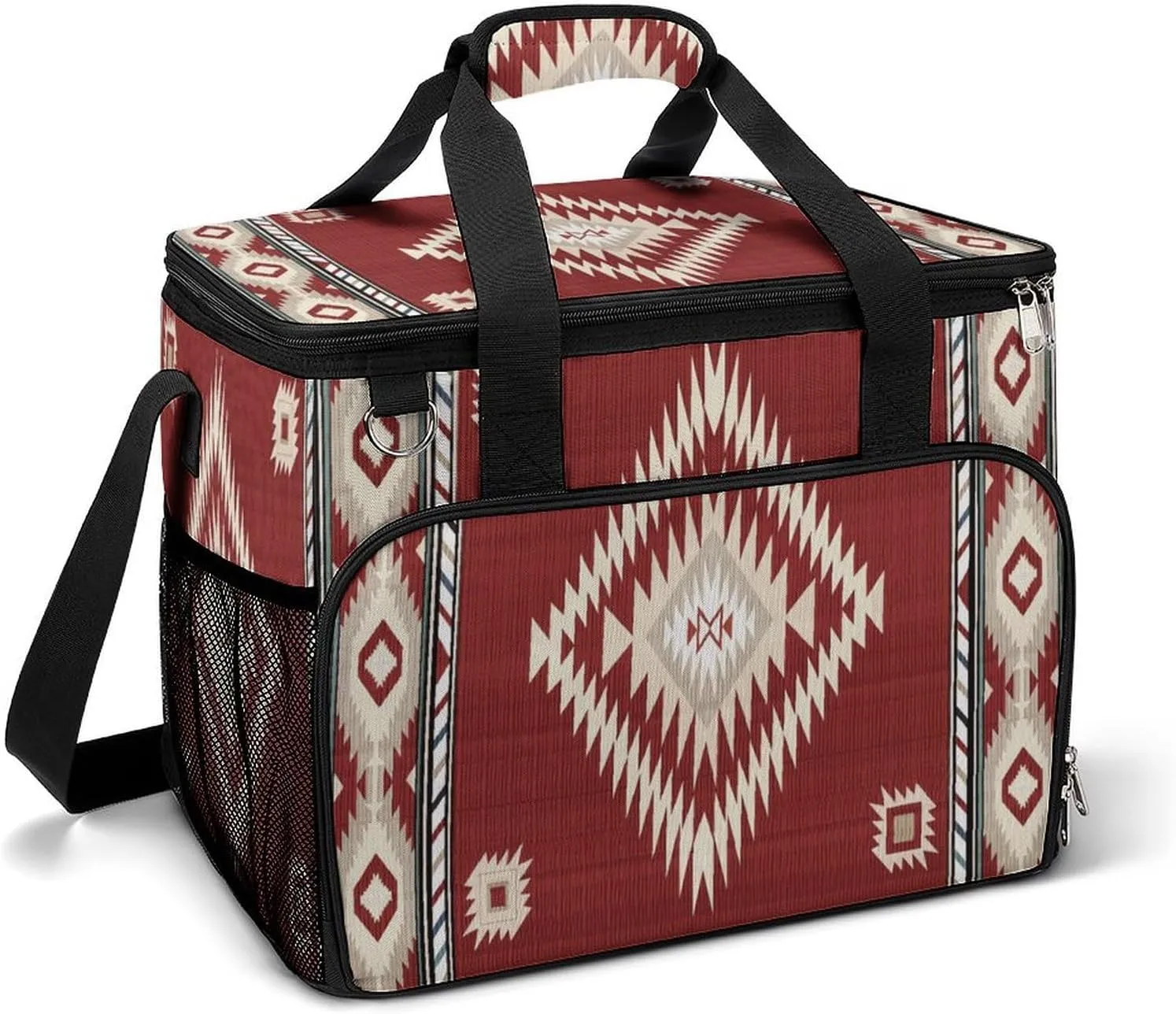 Southwestern Native American Aztec Navajo Indian Cooler Bag, Collapsible Soft Sided Cooler, Large Leakproof Camping Cooler, Portable Travel Cooler for Camping, Road Trips