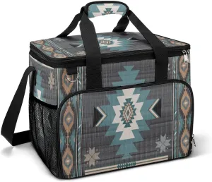 Southwestern Native American Aztec Navajo Indian Cooler Bag, Collapsible Soft Sided Cooler, Large Leakproof Camping Cooler, Portable Travel Cooler for Camping, Road Trips