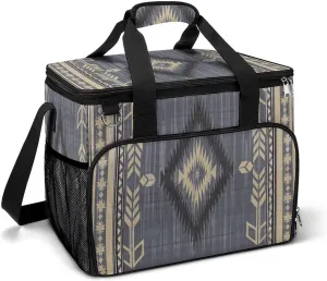 Southwestern Native American Indian Ethnic Aztec Cooler Bag, Collapsible Soft Sided Cooler, Large Leakproof Camping Cooler, Portable Travel Cooler for Camping, Road Trips