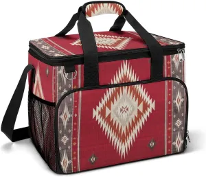 Southwestern Native American Indian Ethnic Aztec Cooler Bag, Collapsible Soft Sided Cooler, Large Leakproof Camping Cooler, Portable Travel Cooler for Camping, Road Trips