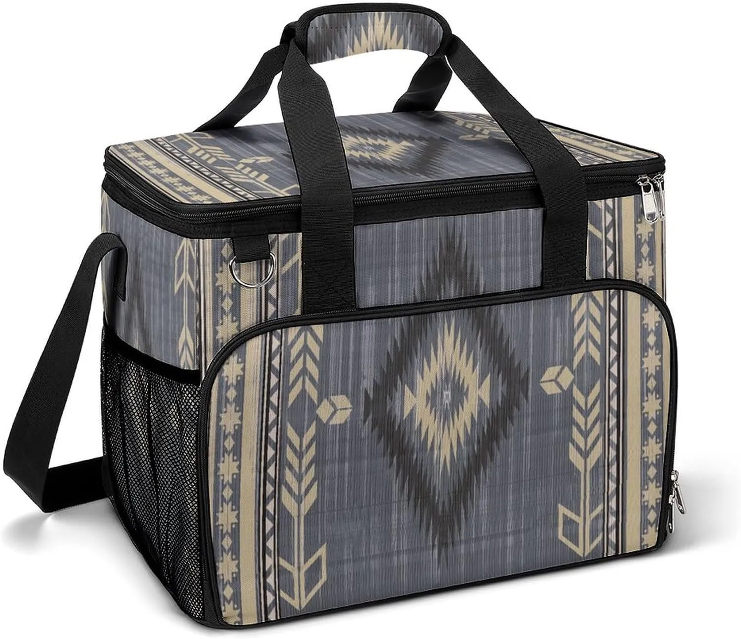 Southwestern Native American Indian Ethnic Aztec Cooler Bag, Collapsible Soft Sided Cooler, Large Leakproof Camping Cooler, Portable Travel Cooler for Camping, Road Trips