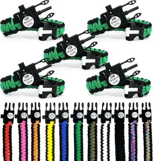 Spark and Shine Paracord Bracelet - Green Line - Bright LED SOS Light and Ferro Rod with Scraping Tool - Emergency Survival Whistle - 550 Paracord - Perfect Tool for The Outdoors (5)