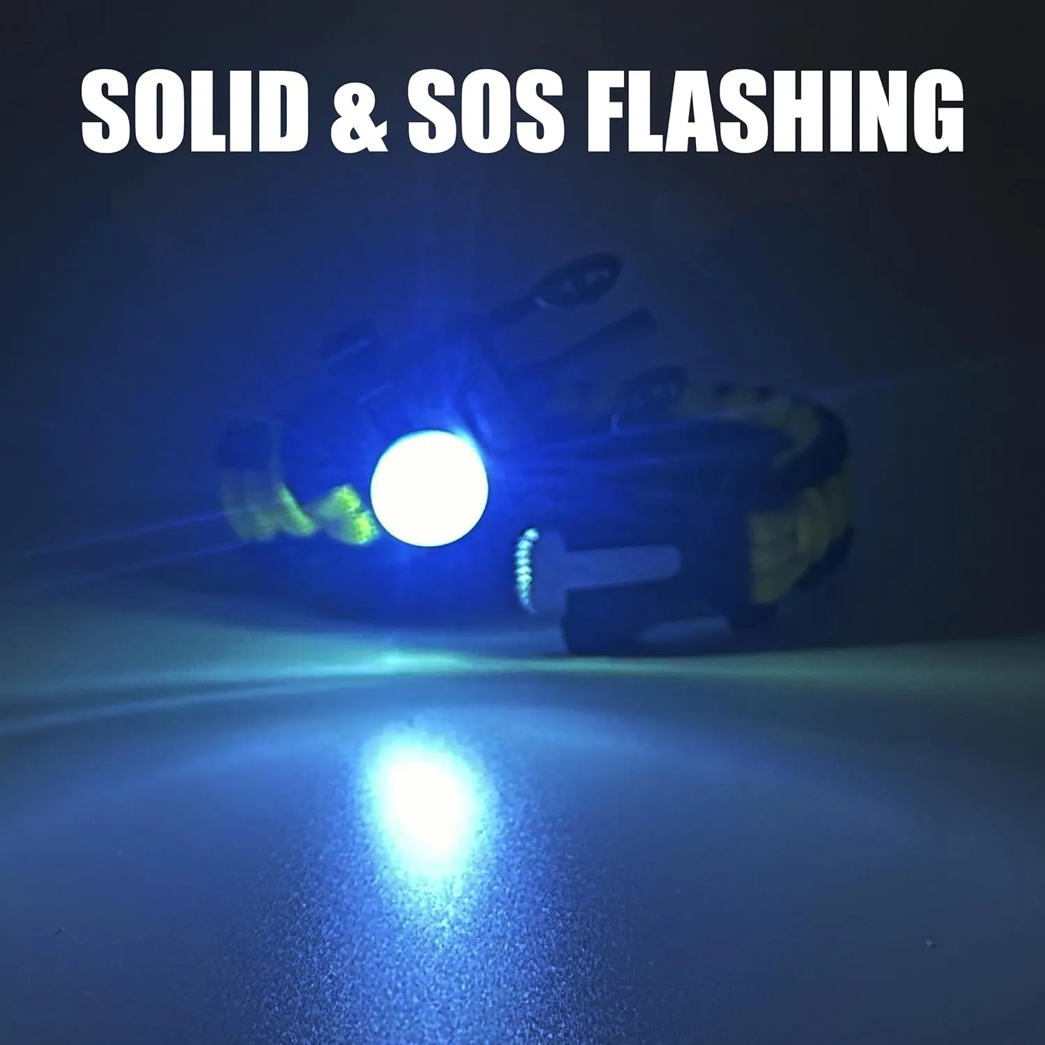 Spark and Shine Paracord Bracelet - Green Line - Bright LED SOS Light and Ferro Rod with Scraping Tool - Emergency Survival Whistle - 550 Paracord - Perfect Tool for The Outdoors (5)