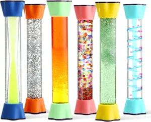 Special Supplies Liquid Motion Bubbler Toy Cool Tubes 6-Pack Colorful Hourglass Timer with Droplet Movement, Bedroom, Sensory Play, Cool Home or School