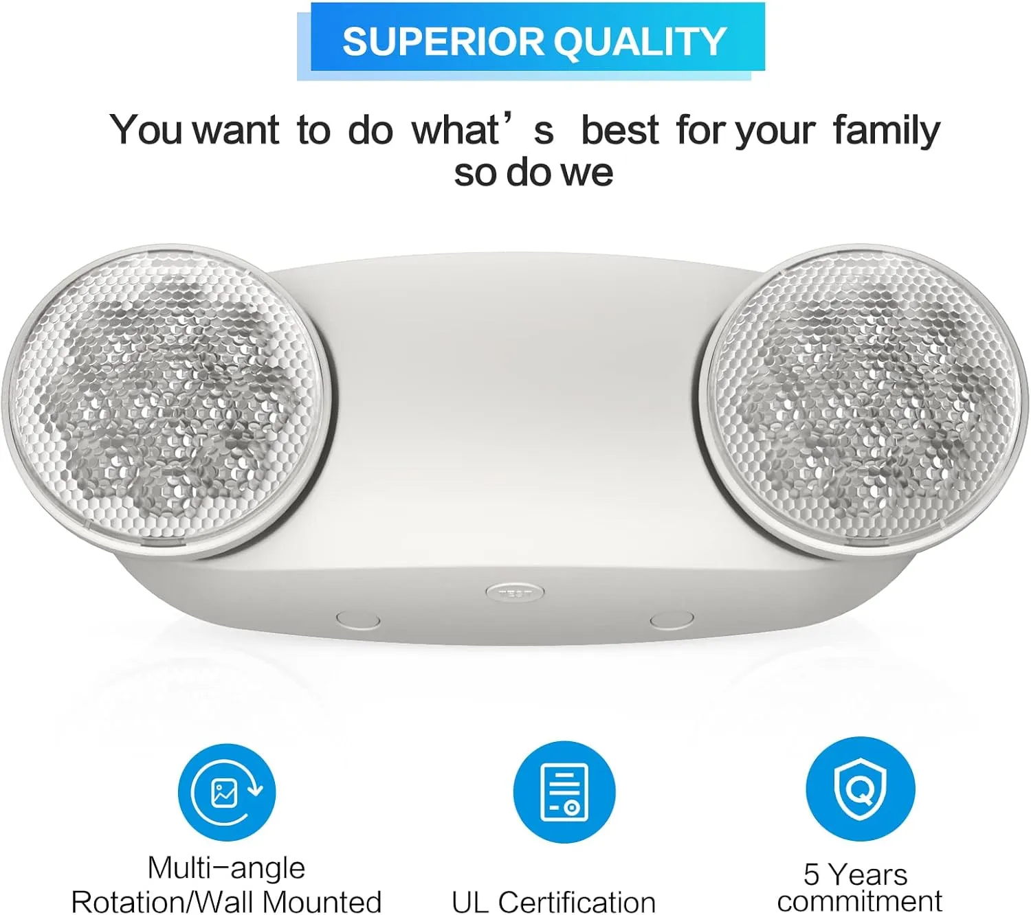 Spectsun 6 Packs Emergency Lights for Business, with Battery Backup,Hard Wired, UL 924 Certified,AC 120/277V,Two Head Adjustable LED Emergency Lighting.