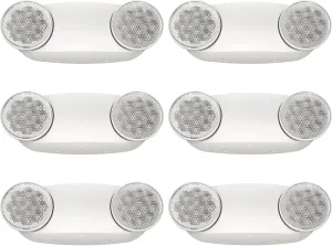 Spectsun 6 Packs Emergency Lights for Business, with Battery Backup,Hard Wired, UL 924 Certified,AC 120/277V,Two Head Adjustable LED Emergency Lighting.