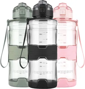 Sports BPA-Free Large Tritan Leakproof Plastic Water Bottle with Filter - 1.5 Liter Reusable Big Drink Bottle for Adults, Portable for Fitness, Outdoor, Camping, Hiking