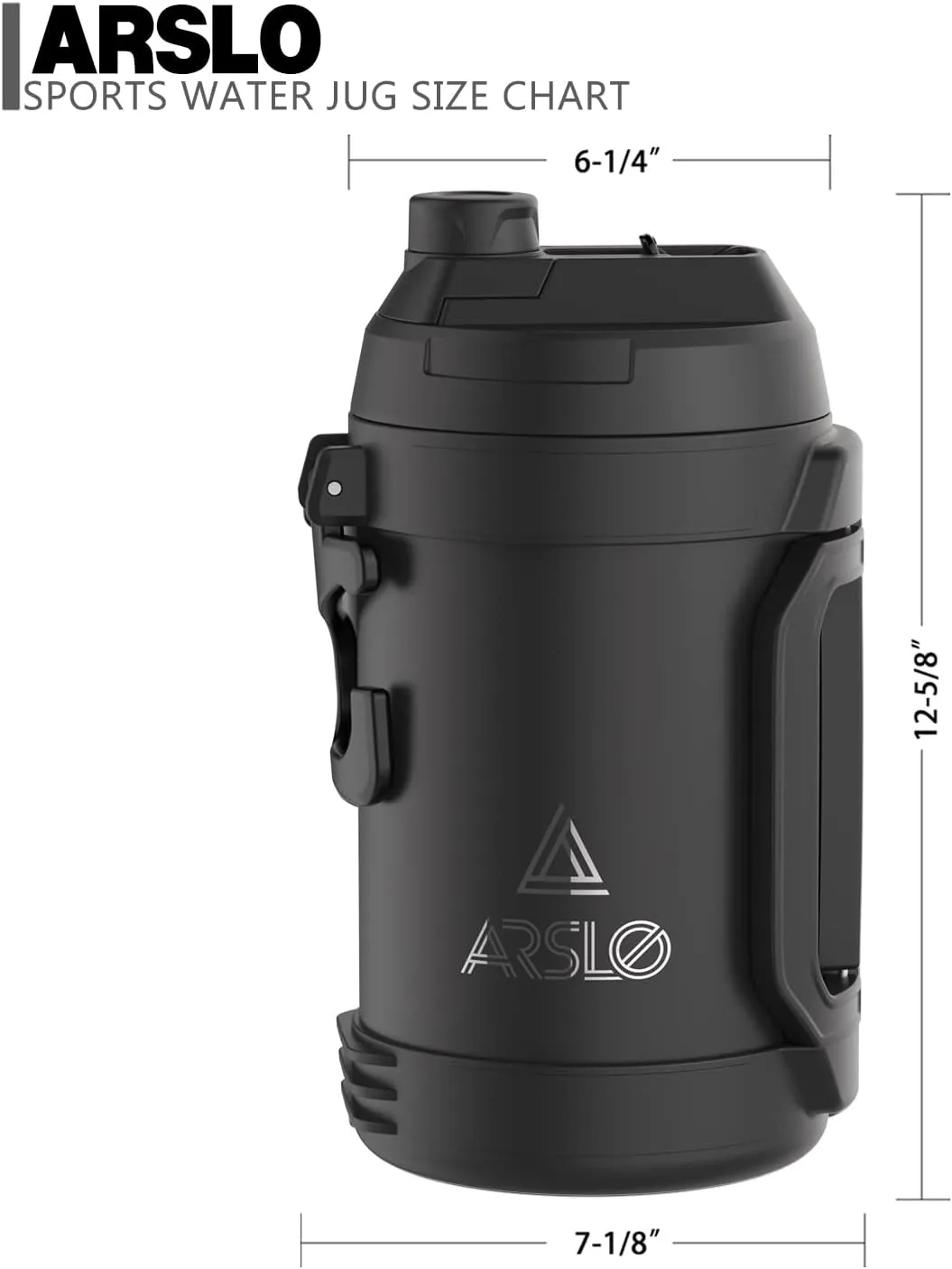 Sports Water Jug - Gallon Water Bottle - Large Insulated Stainless Steel Bottle for Gym, Workouts, Basketball, Football, Soccer - Keep Water Cold for Up To 24 Hours - 108 Ounce (Black)