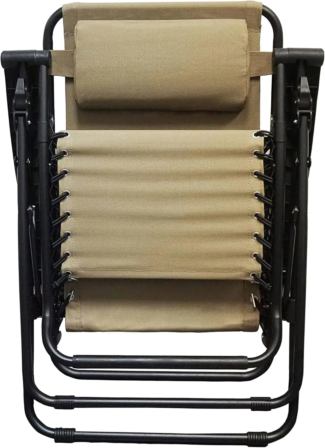 Sports Zero Gravity Outdoor Portable Folding Camping Lawn Deck Patio Pool Recliner Lounge Chair for Adults, Adjustable Headrest, Beige