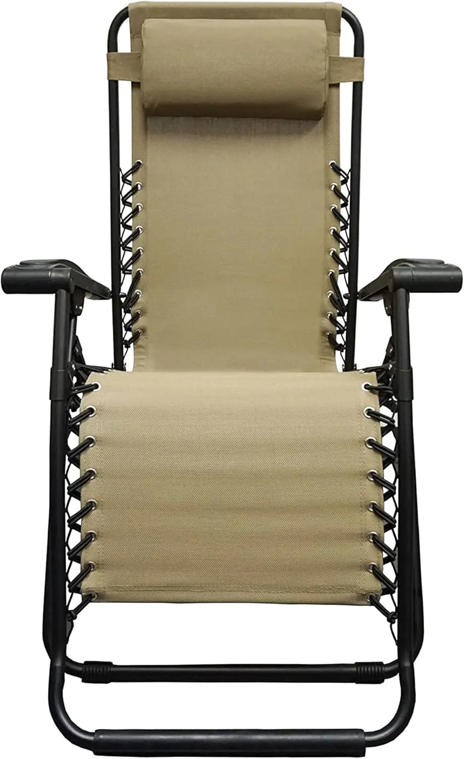 Sports Zero Gravity Outdoor Portable Folding Camping Lawn Deck Patio Pool Recliner Lounge Chair for Adults, Adjustable Headrest, Beige