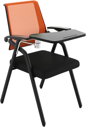 Stackable & Foldable Office Chairs Conference Room Chairs Mesh Back Stacking Arm Chairs for Home Office Desk Folding Chairs Guest Reception Meeting Chair with Lumbar Support