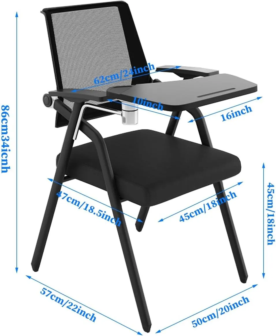 Stackable & Foldable Office Chairs Conference Room Chairs Mesh Back Stacking Arm Chairs for Home Office Desk Folding Chairs Guest Reception Meeting Chair with Lumbar Support