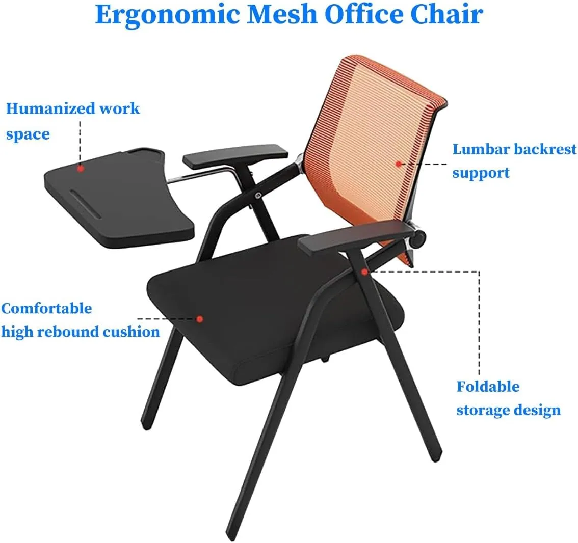 Stackable & Foldable Office Chairs Conference Room Chairs Mesh Back Stacking Arm Chairs for Home Office Desk Folding Chairs Guest Reception Meeting Chair with Lumbar Support