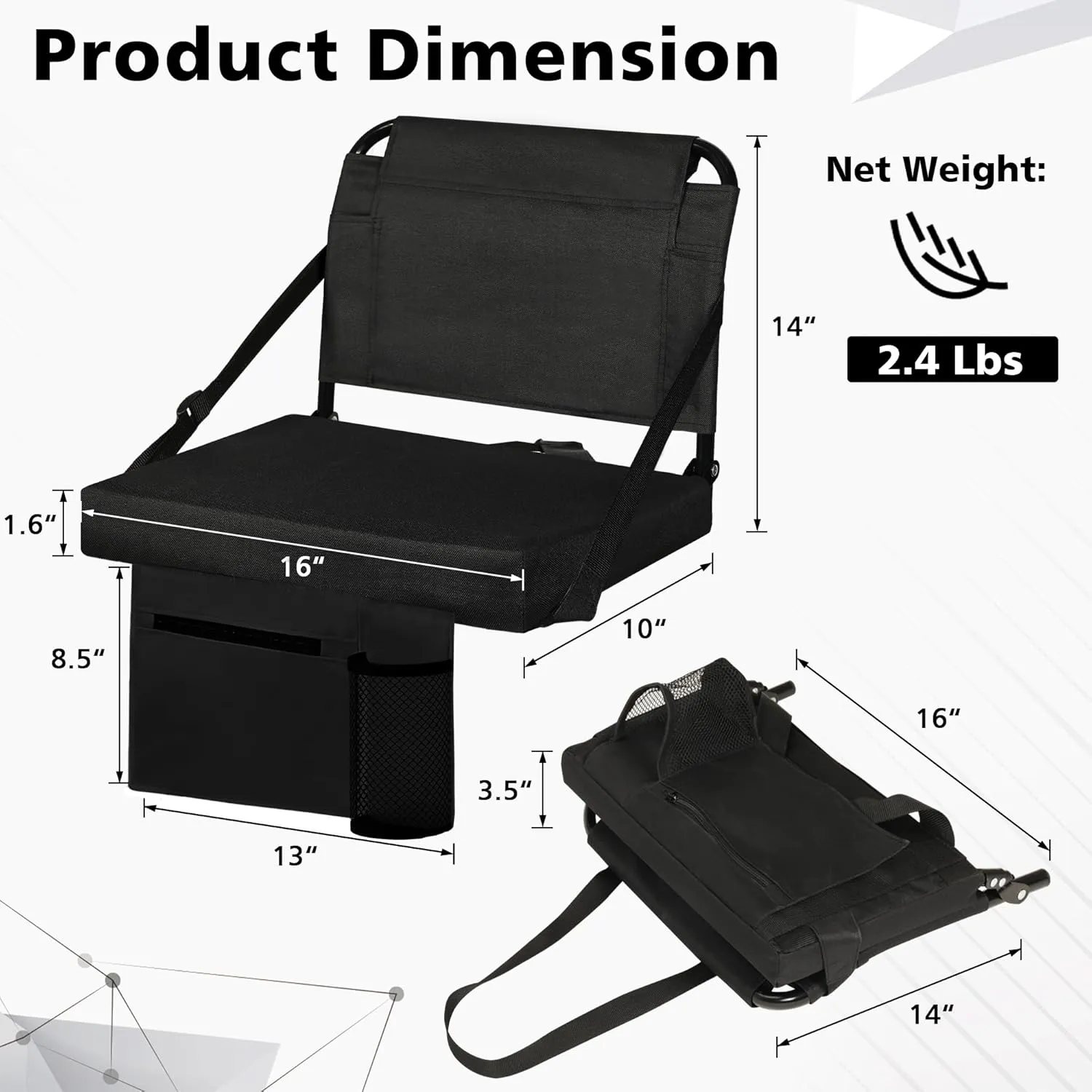 Stadium Seat for Bleachers with Back Support and Wide Padded Cushion Stadium Chair - Includes Shoulder Strap and Cup Holder