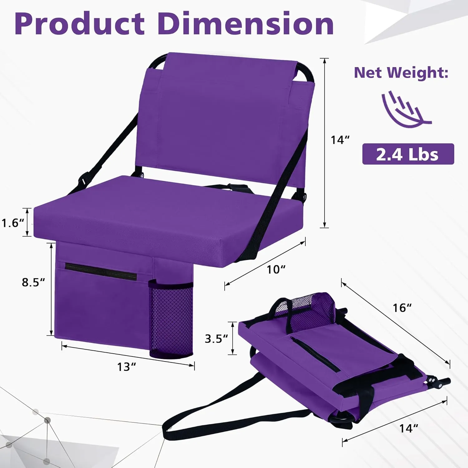 Stadium Seat for Bleachers with Back Support and Wide Padded Cushion Stadium Chair - Includes Shoulder Strap and Cup Holder