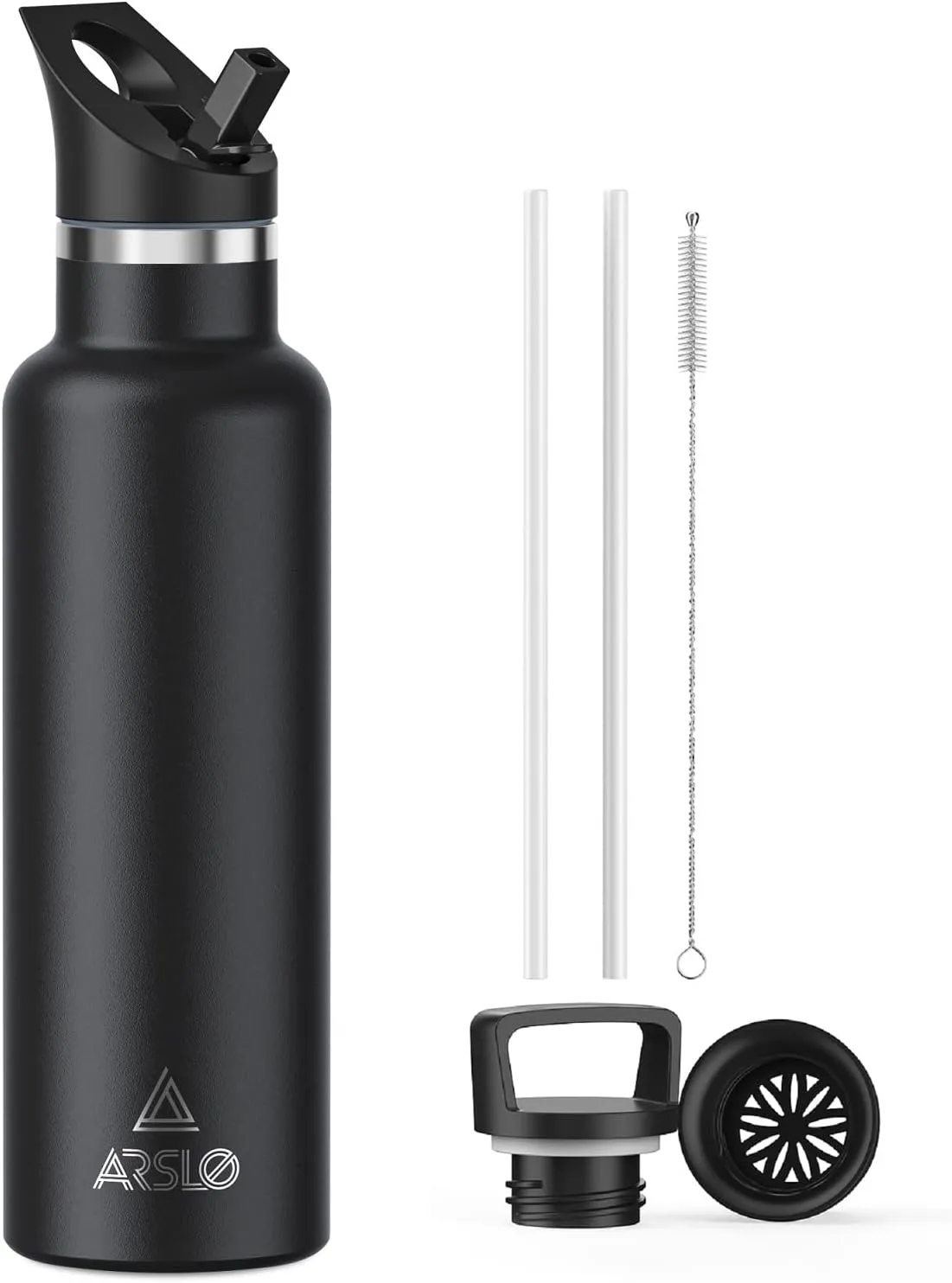 Stainless Steel Double Wall Water Bottles 25 Ounce, Vacuum Insulated Bottle With Straw Lid, Insulated Water Bottle Keeps Water Cold for 24 Hours, Hot for 12 Hours, Hiking, Sports