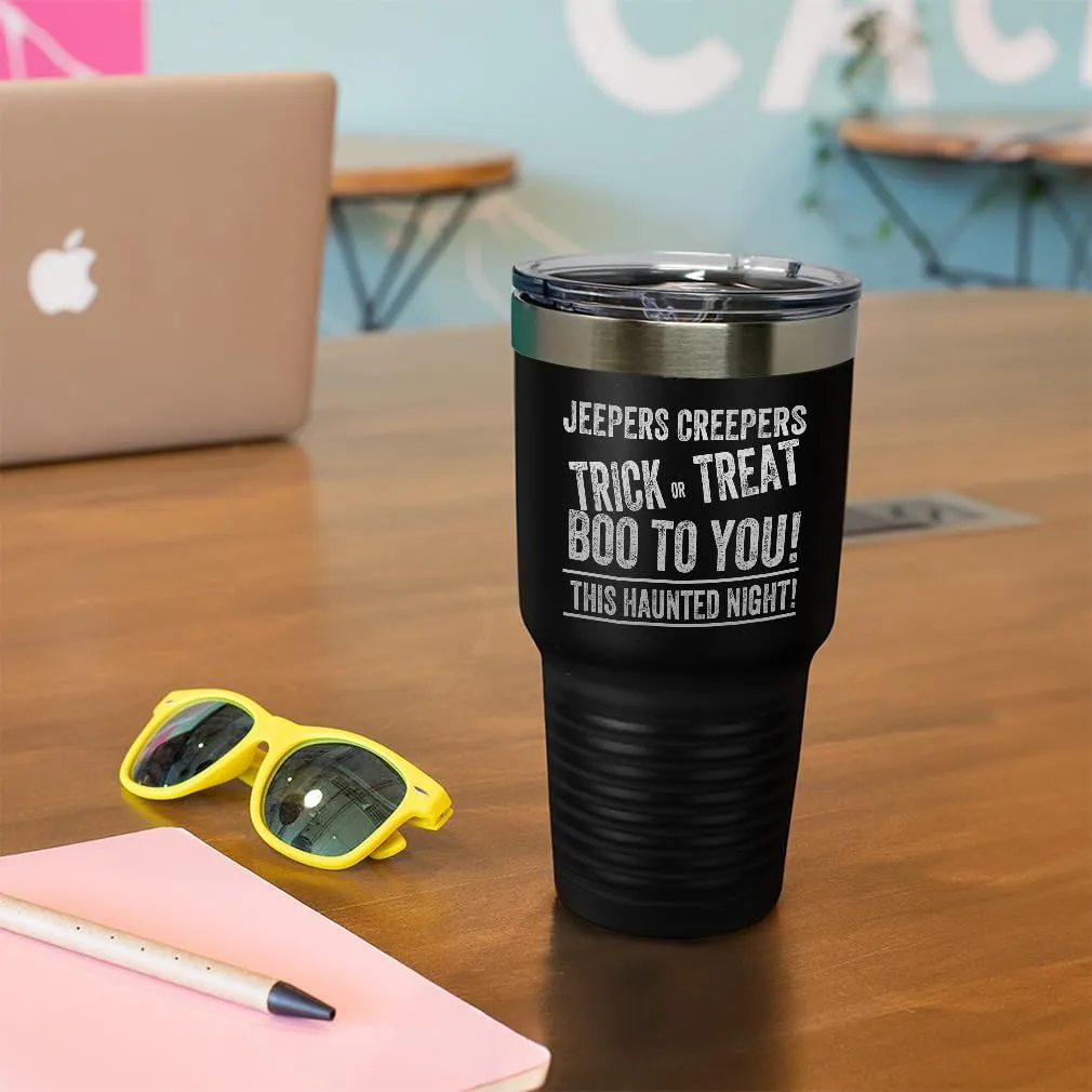 Stainless-Steel Engraved Travel Mug Tumbler Jepers Creepers Insulated Thermal Coffee Cup Navy 30 Oz
