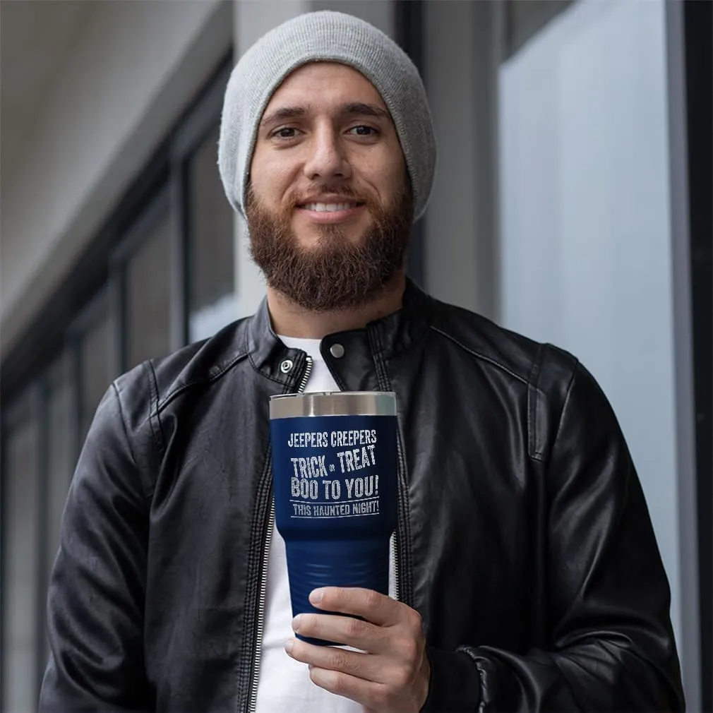 Stainless-Steel Engraved Travel Mug Tumbler Jepers Creepers Insulated Thermal Coffee Cup Navy 30 Oz