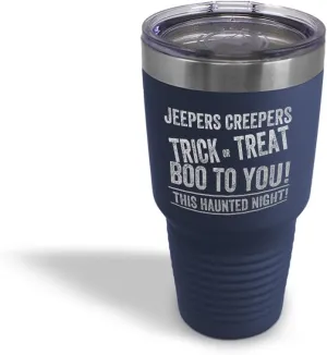 Stainless-Steel Engraved Travel Mug Tumbler Jepers Creepers Insulated Thermal Coffee Cup Navy 30 Oz