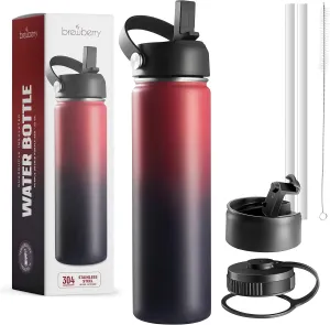 Stainless Steel Insulated Water Bottle and Travel Mug for Hot and Cold Beverages, Wide Mouth, Double Wall Insulated Hydration Sports Water Bottle for Hiking, Biking, Outdoor, 22 OZ BPA Free