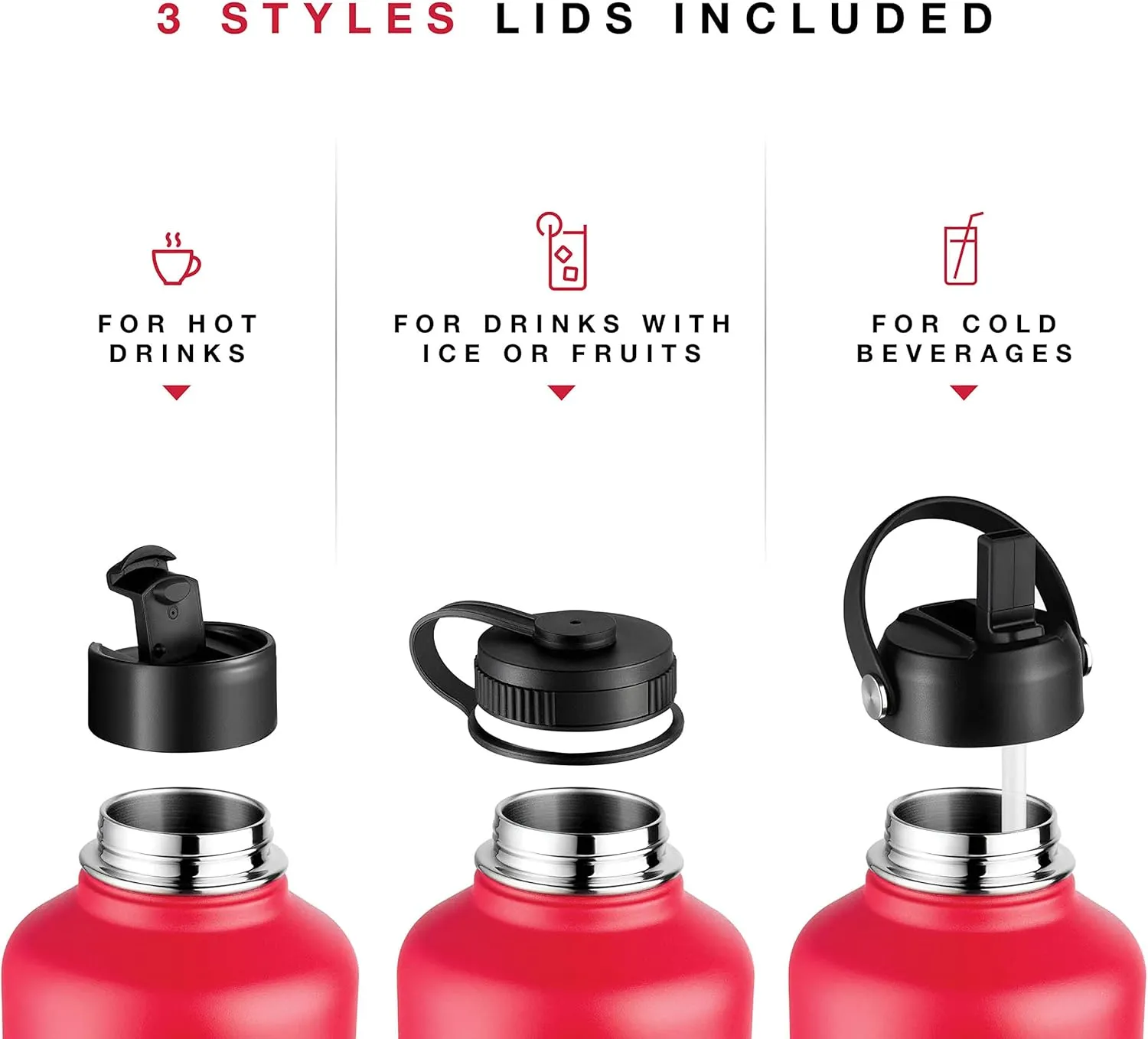 Stainless Steel Insulated Water Bottle and Travel Mug for Hot and Cold Beverages, Wide Mouth, Double Wall Insulated Hydration Sports Water Bottle for Hiking, Biking, Outdoor, 32 OZ BPA Free