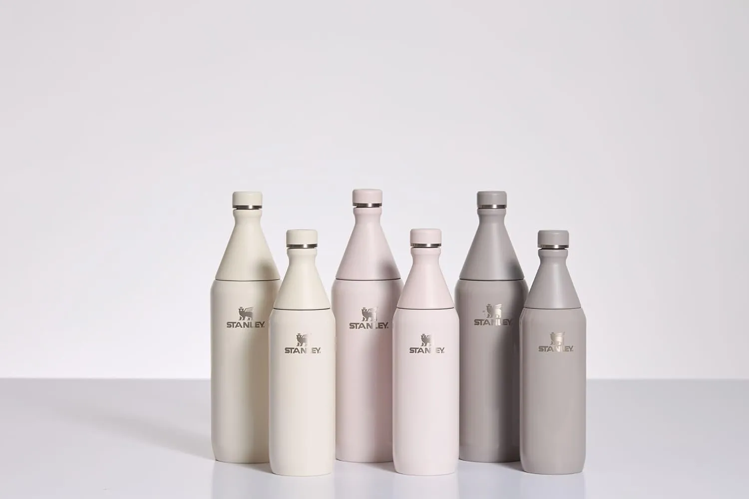 Stanley All Day Slim Bottle 34 oz | Leakproof Twist on Lid | Slim Design for Travel and Gym | Insulated Stainless Steel Water Bottle | BPA-Free | Ash Gloss