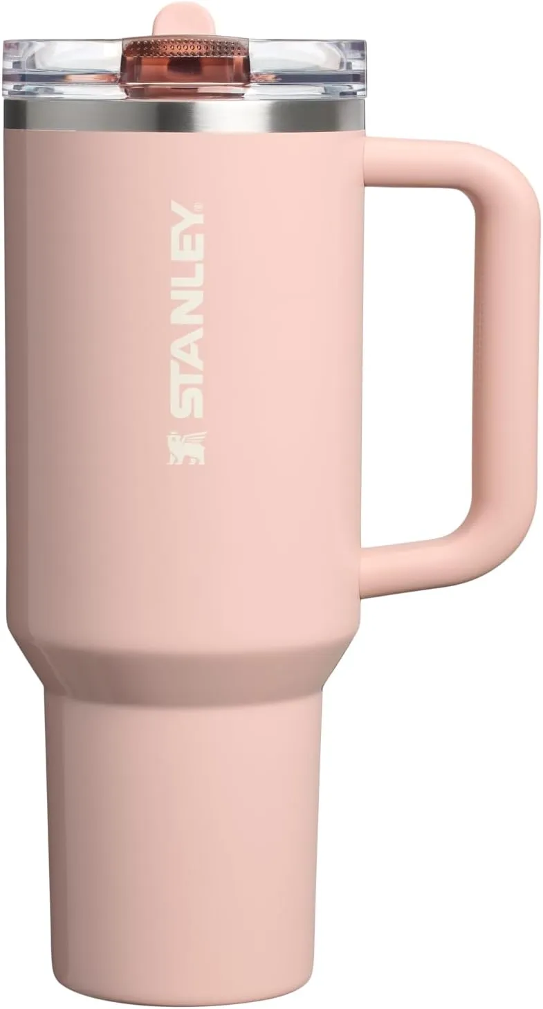 Stanley Quencher ProTour Flip Straw Tumbler with Leakproof Lid 40 oz | Built-In Straw and Handle | Cup Holder Compatible for Travel | Insulated Stainless Steel Cup | BPA-Free | Peach Whip Gloss