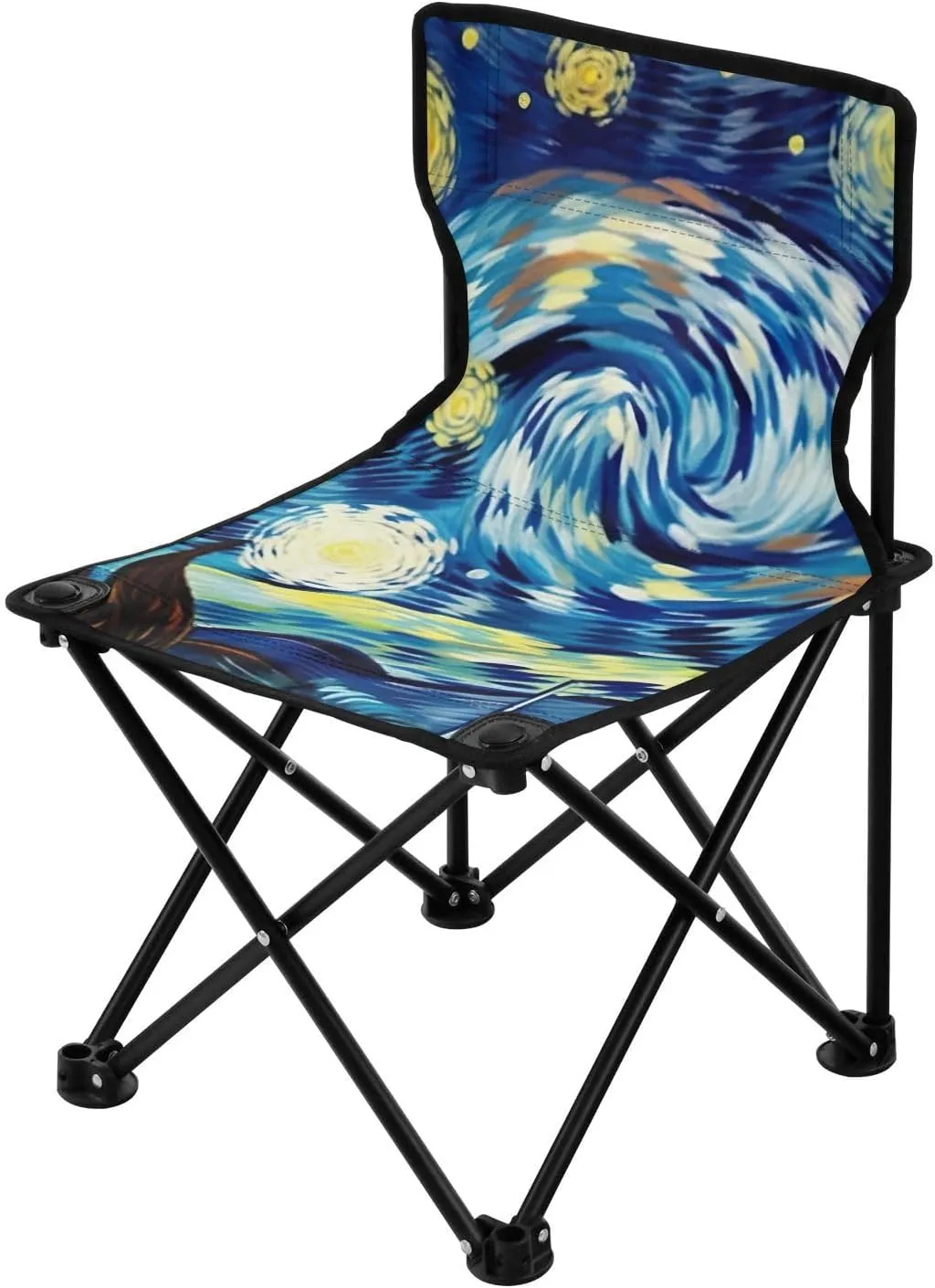 Star Moon Oil Painting (3) Portable Outdoor Folding Chair Anti-Slip Padded Oxford Cloth Stool Camping Chair Small for Beach Hiking Fishing Gardening Quad Camp Chair