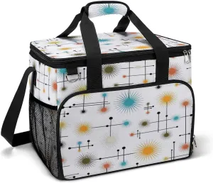 Star Retro Go Mid Century Modern Lines Cooler Bag, Collapsible Soft Sided Cooler, Large Leakproof Camping Cooler, Portable Travel Cooler for Camping, Road Trips