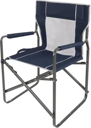Steel Folding Director Chairs for Adults Heavy Duty, Portable Lightweight Camping Chair Outdoor Indoor for Patio Lawn Travel Sports Fishing, Navy Blue