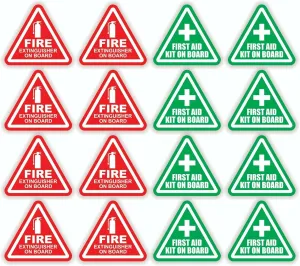 Stickers Decals Decorative 16 Pack - Fire Extinguisher First Aid Kit on Board Vinyl Stickers Decals 2inch