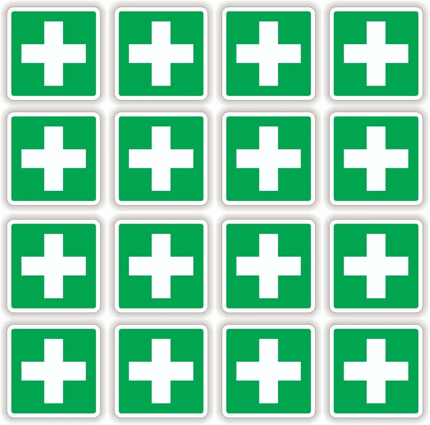 Stickers Decals Decorative 16 Pack of 2" Square - First AID Vinyl Stickers Decals Set Lot Labels Kit Bulk