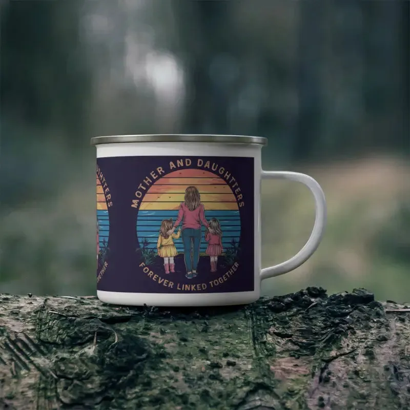 Stylish Mothers and Daughters Enamel Camping Mug