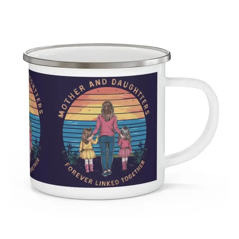 Stylish Mothers and Daughters Enamel Camping Mug