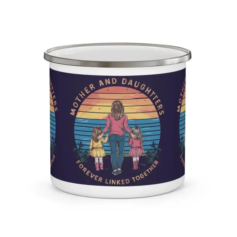 Stylish Mothers and Daughters Enamel Camping Mug