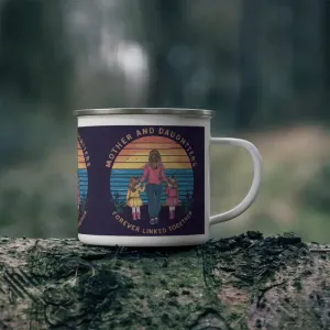 Stylish Mothers and Daughters Enamel Camping Mug