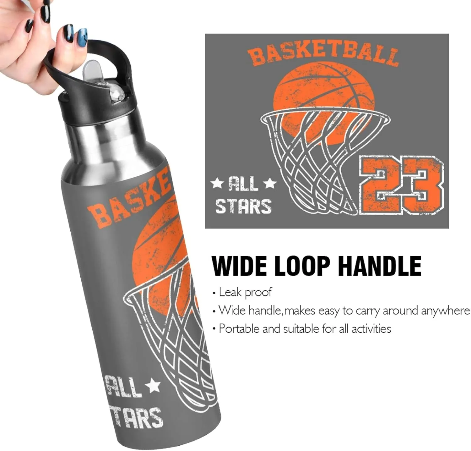 SUABO Sports Water Bottle Vacuum Insulated Stainless Steel Water Bottle for School Kids, 20oz
