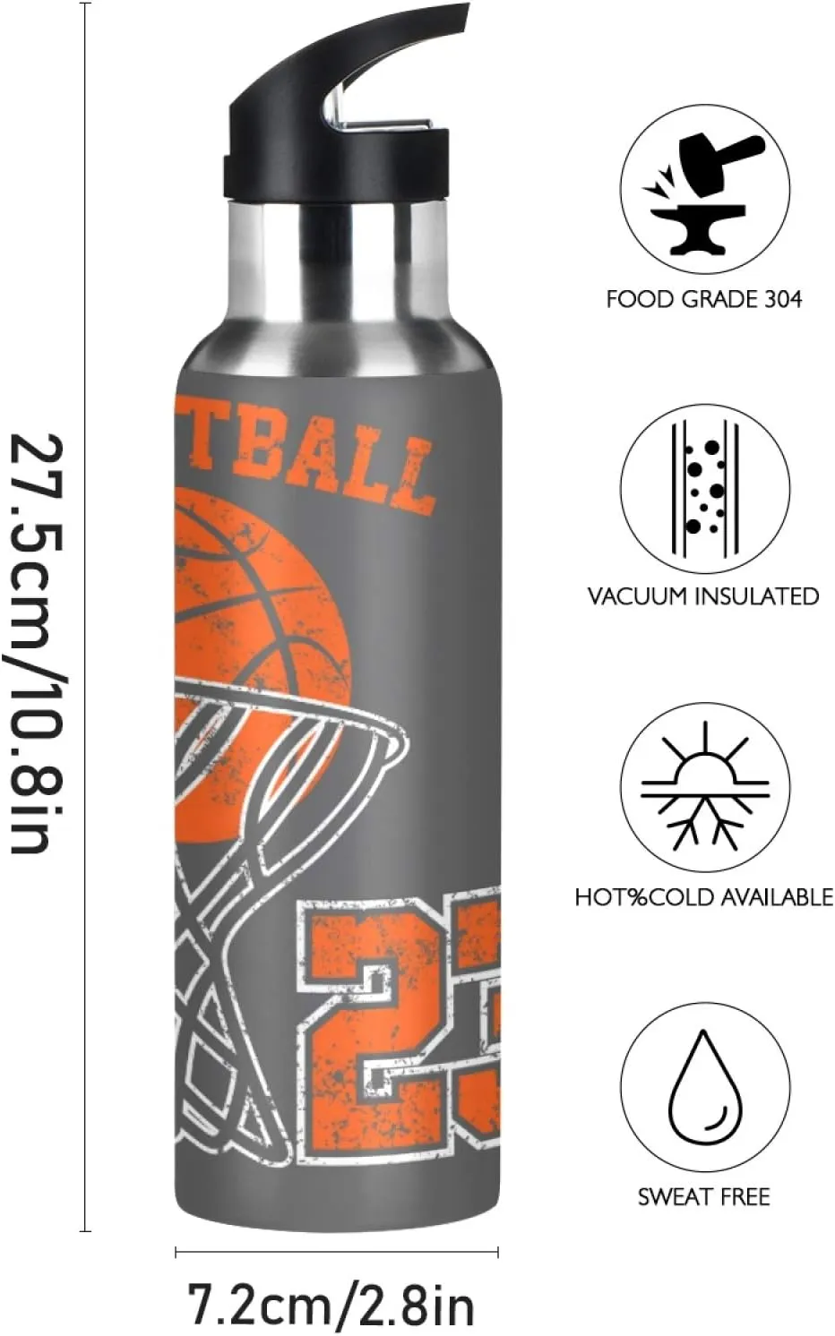 SUABO Sports Water Bottle Vacuum Insulated Stainless Steel Water Bottle for School Kids, 20oz