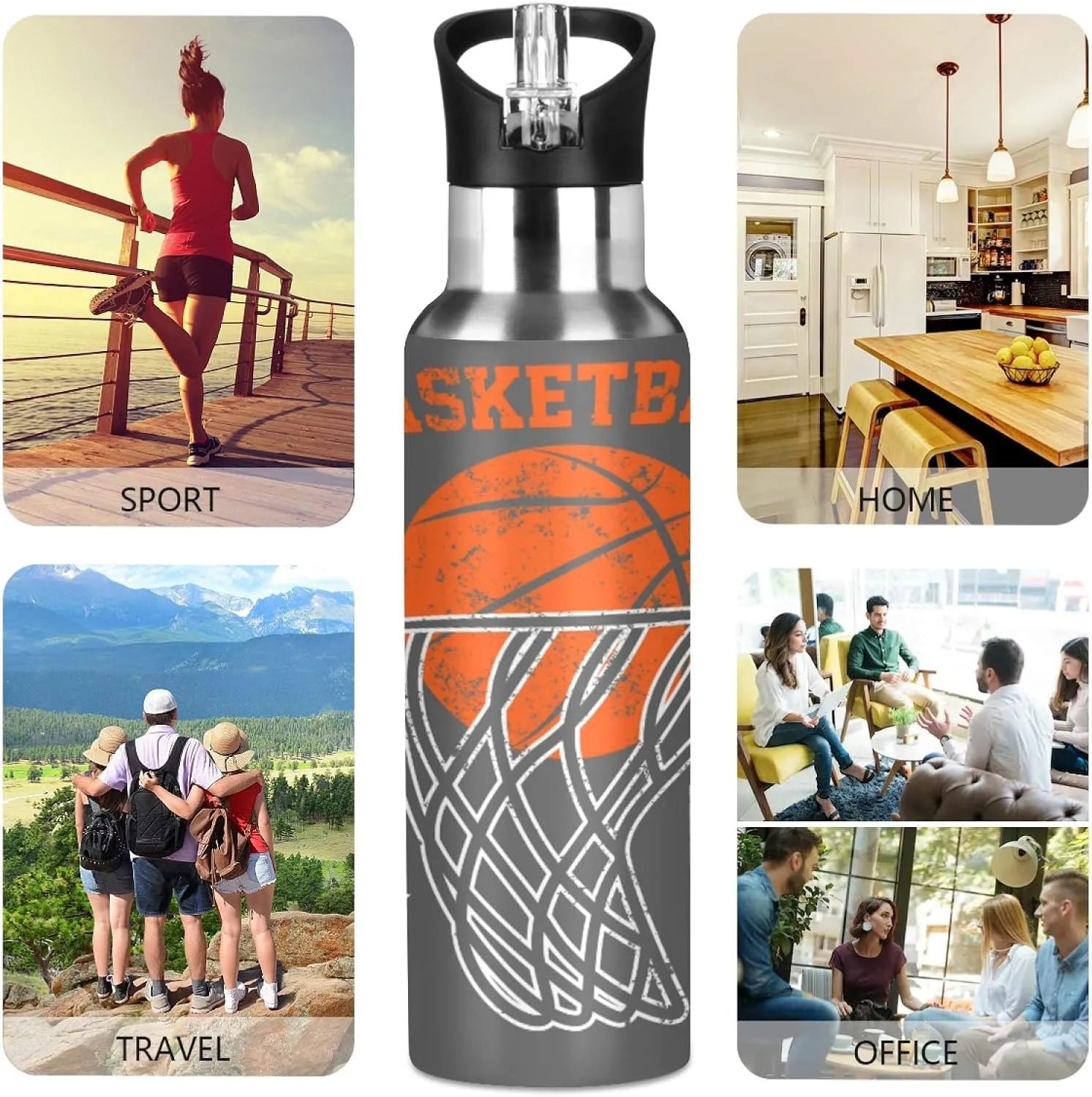 SUABO Sports Water Bottle Vacuum Insulated Stainless Steel Water Bottle for School Kids, 20oz