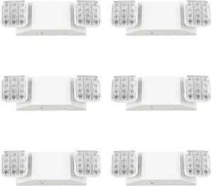 Sunco 6 Pack LED Emergency Lights, Commercial Lighting for Business, Power Outages, Offices, With Backup Battery (90 Minutes), Wall Mount, Hard Wired, 120-277V, Fire Resistant (94V-0) UL