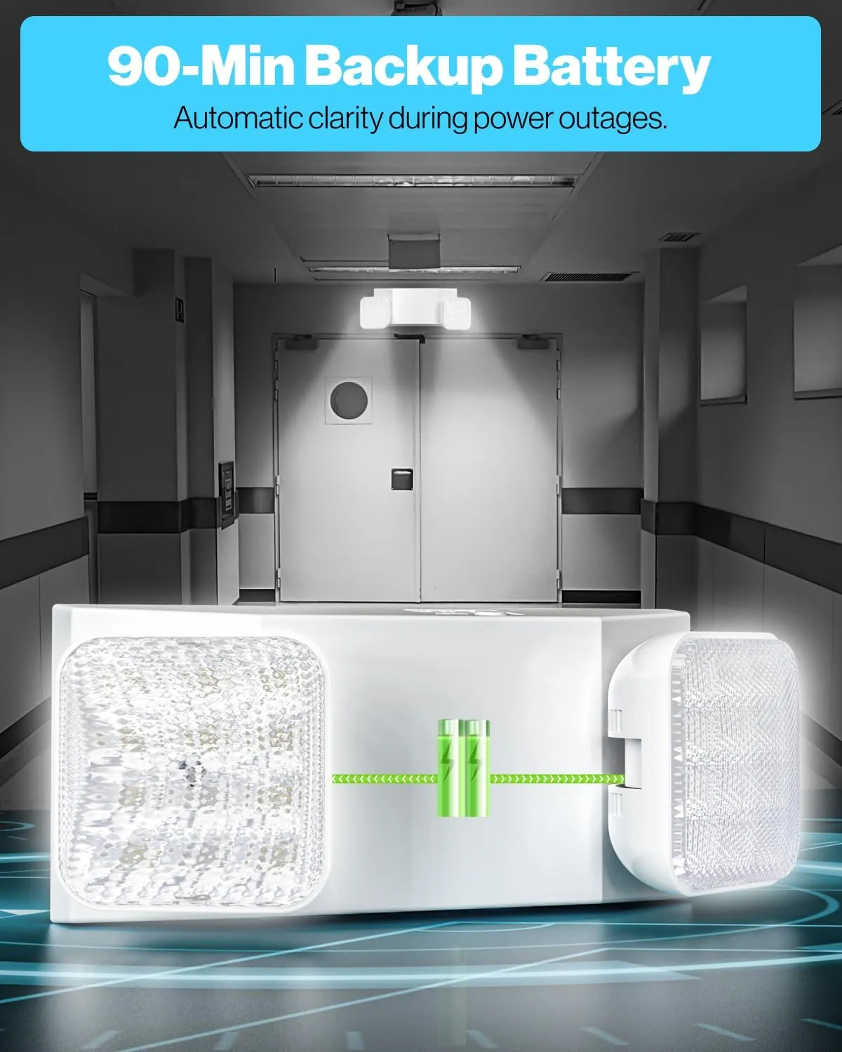 Sunco 6 Pack LED Emergency Lights, Commercial Lighting for Business, Power Outages, Offices, With Backup Battery (90 Minutes), Wall Mount, Hard Wired, 120-277V, Fire Resistant (94V-0) UL