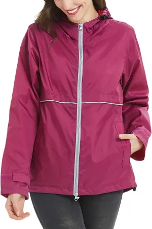 SUNDAY ROSE Women Rain Jacket Lightweight Waterproof Raincoat Hooded Windbreaker